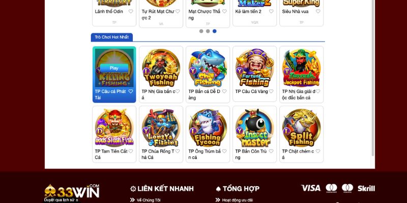 Các tựa game bắn cá hot tại 33Win